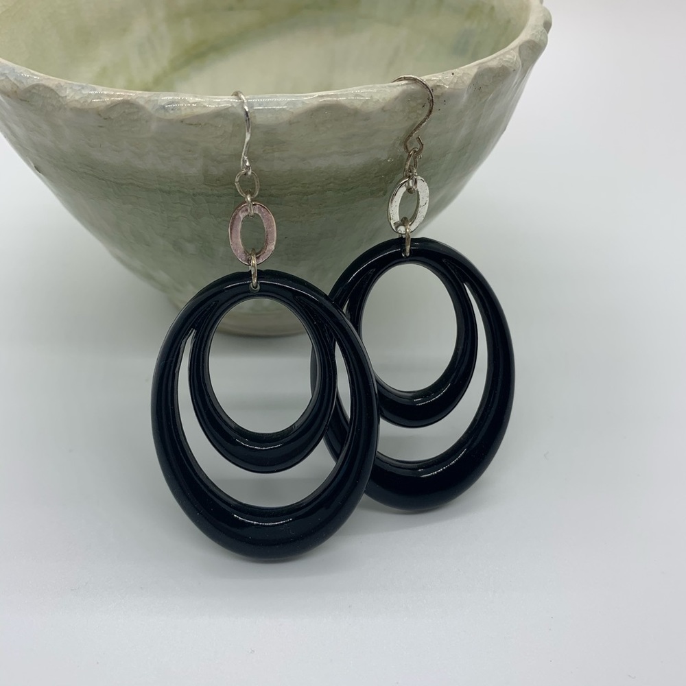 Black Oval Earrings